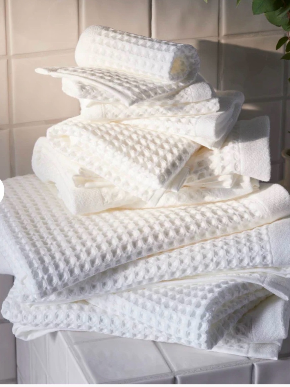 Brooklinen waffle bath towel set in cool blue
